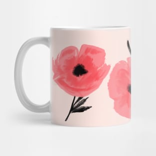 Pink Abstract Poppies in a Row Mug